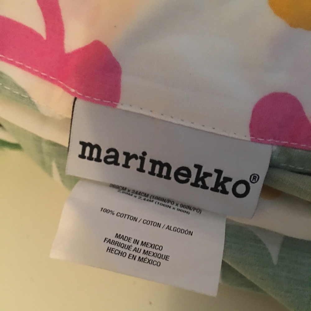 Marimekko king duvet cover and one sham green pink cotton - Picture 7 of 8
